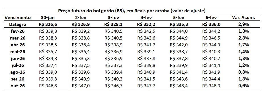 preço futuro do boi gordo
