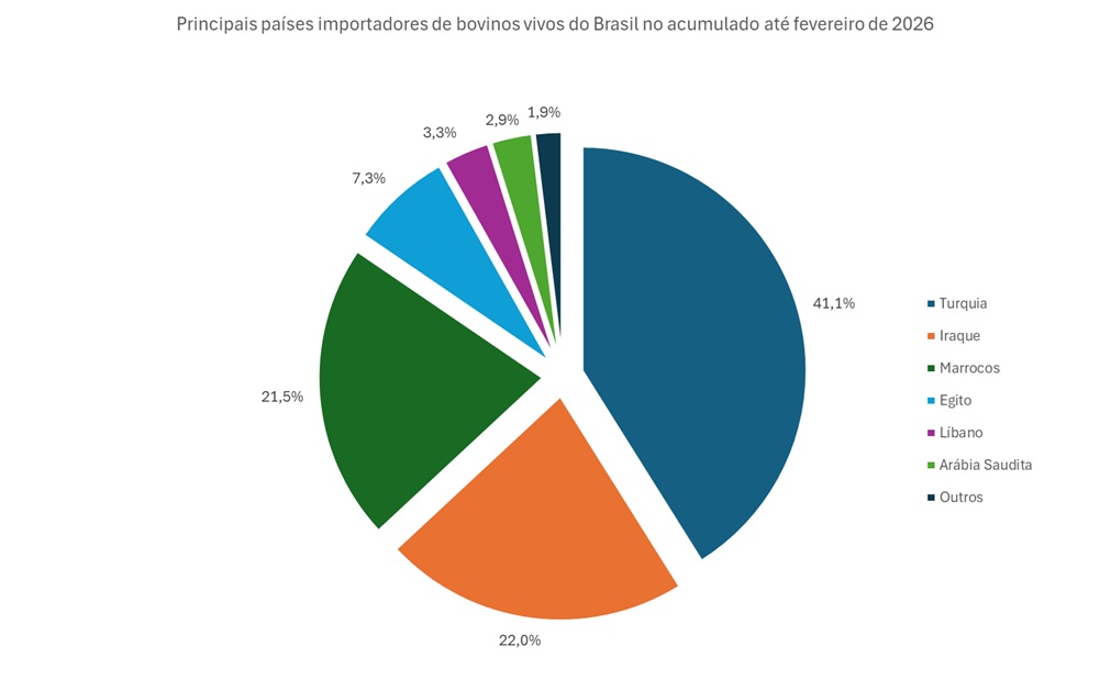 países importadores de bovinos vivos do Brasil