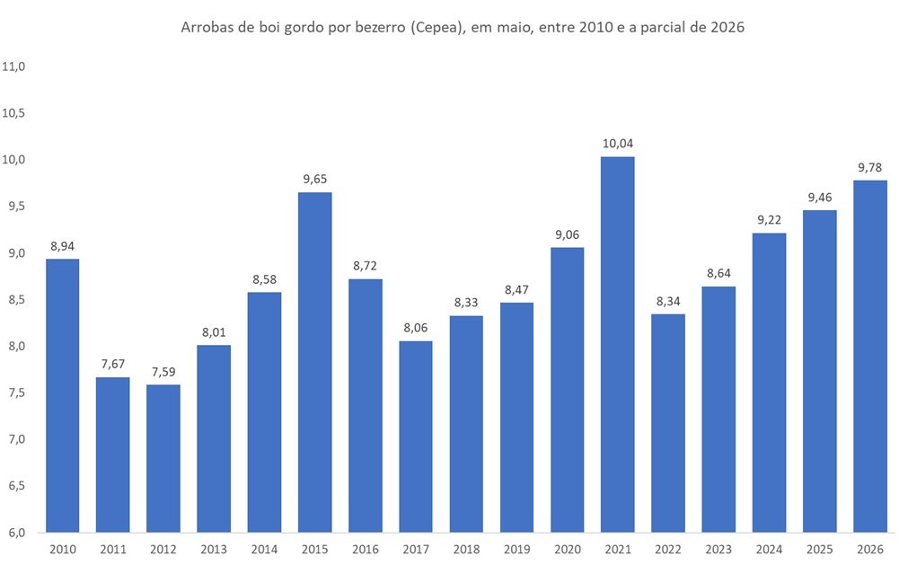 arrobas de boi gordo por bezerro