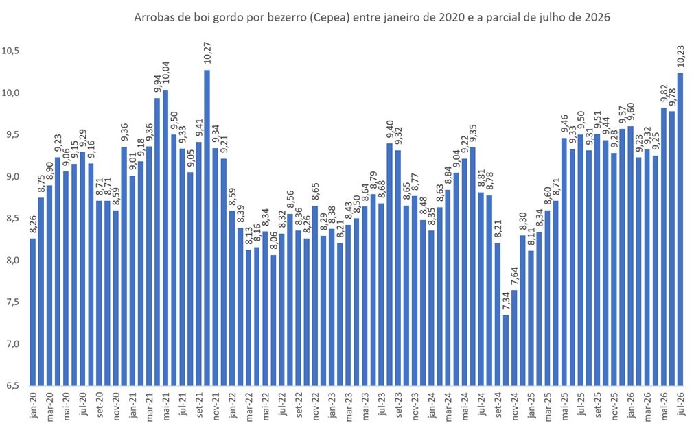 arrobas de boi gordo por bezerro