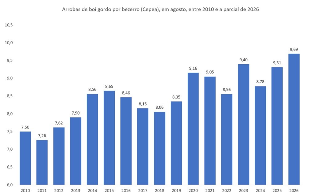 arrobas de boi gordo por bezerro